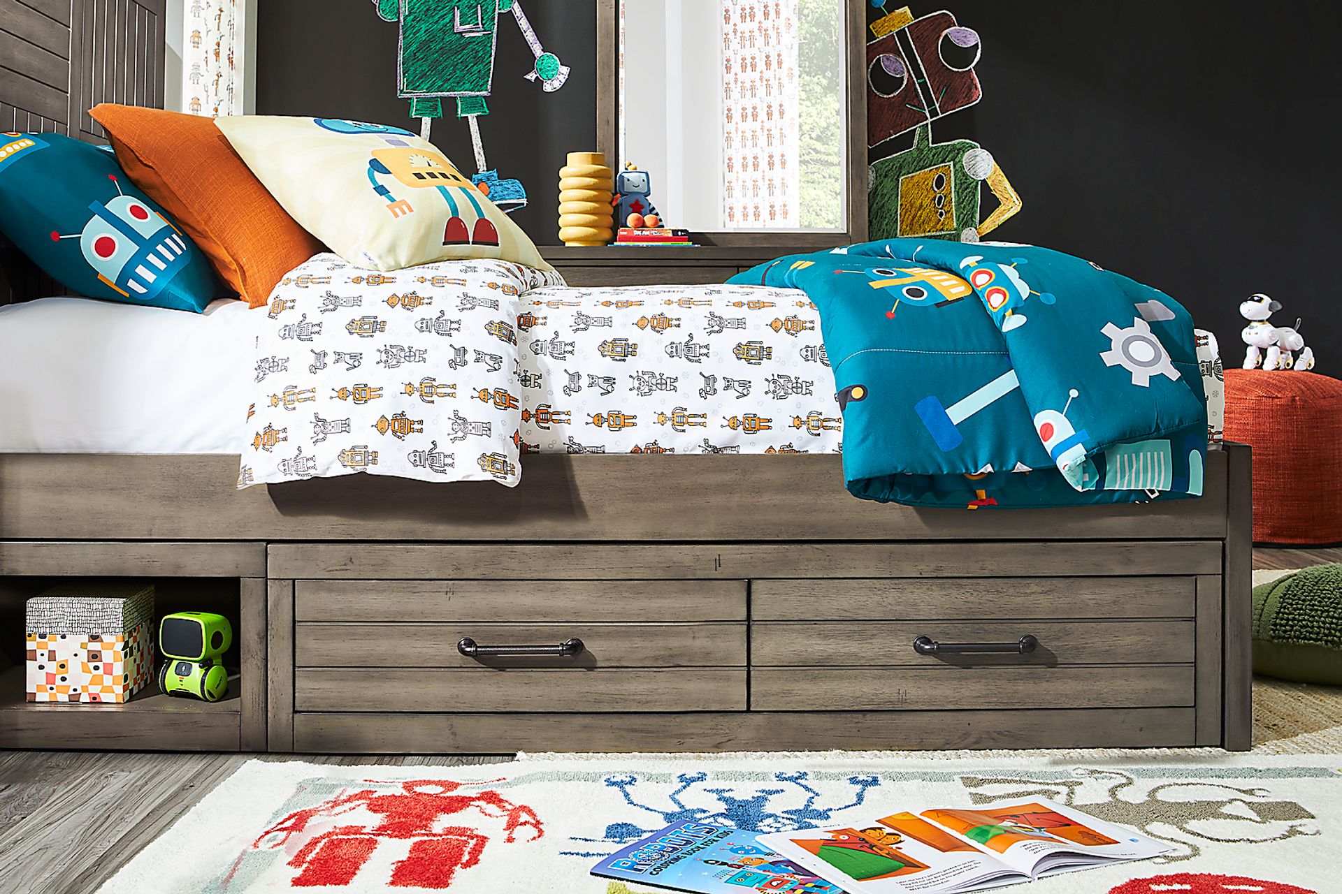 Kids Morgan Mills Mineral Twin Panel Bed with Reversible Underbed Storage - Image 2