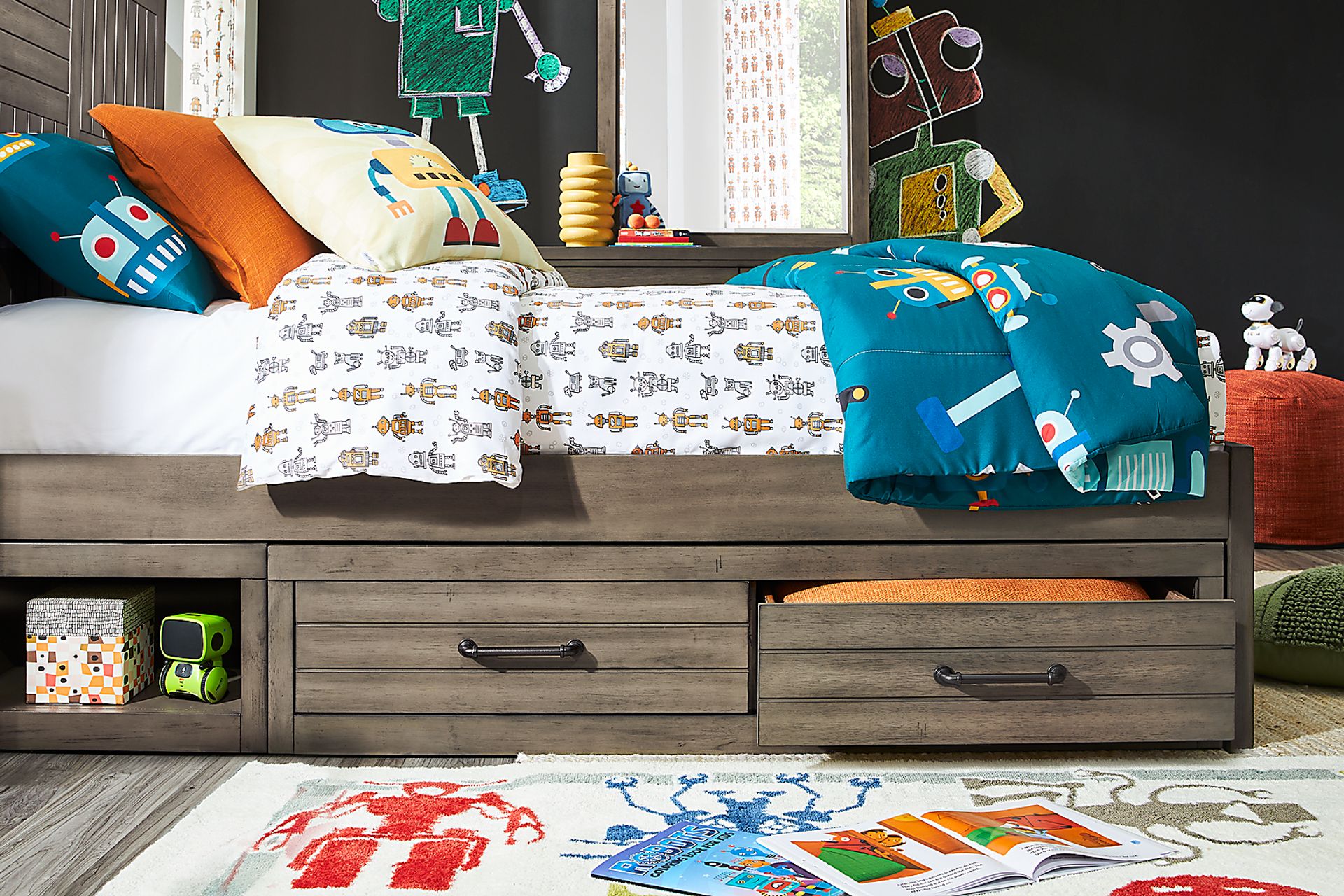 Kids Morgan Mills Mineral Twin Panel Bed with Reversible Underbed Storage - Image 3
