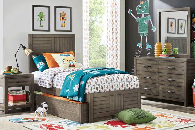 Kids Morgan Mills Mineral Twin Panel Bed with Twin Storage Trundle - Thumbnail - Image 1