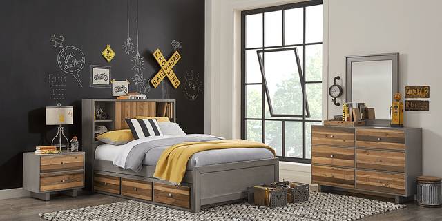 Kids Moss Creek Jr. Gray 5 Pc Twin Bookcase Bedroom - Thumbnail - Image 2