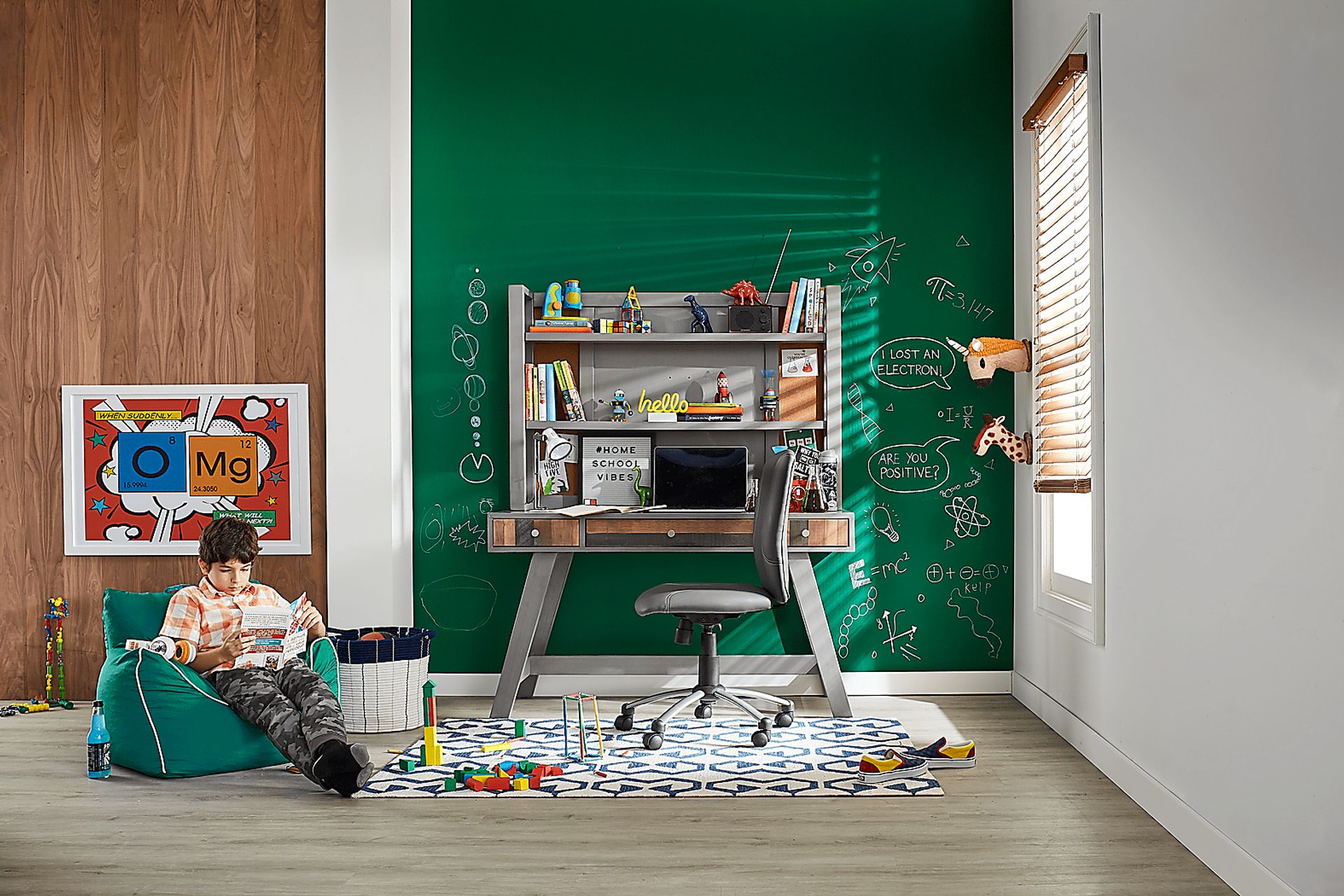 Kids Moss Creek Jr. Gray Desk & Hutch - Image 5