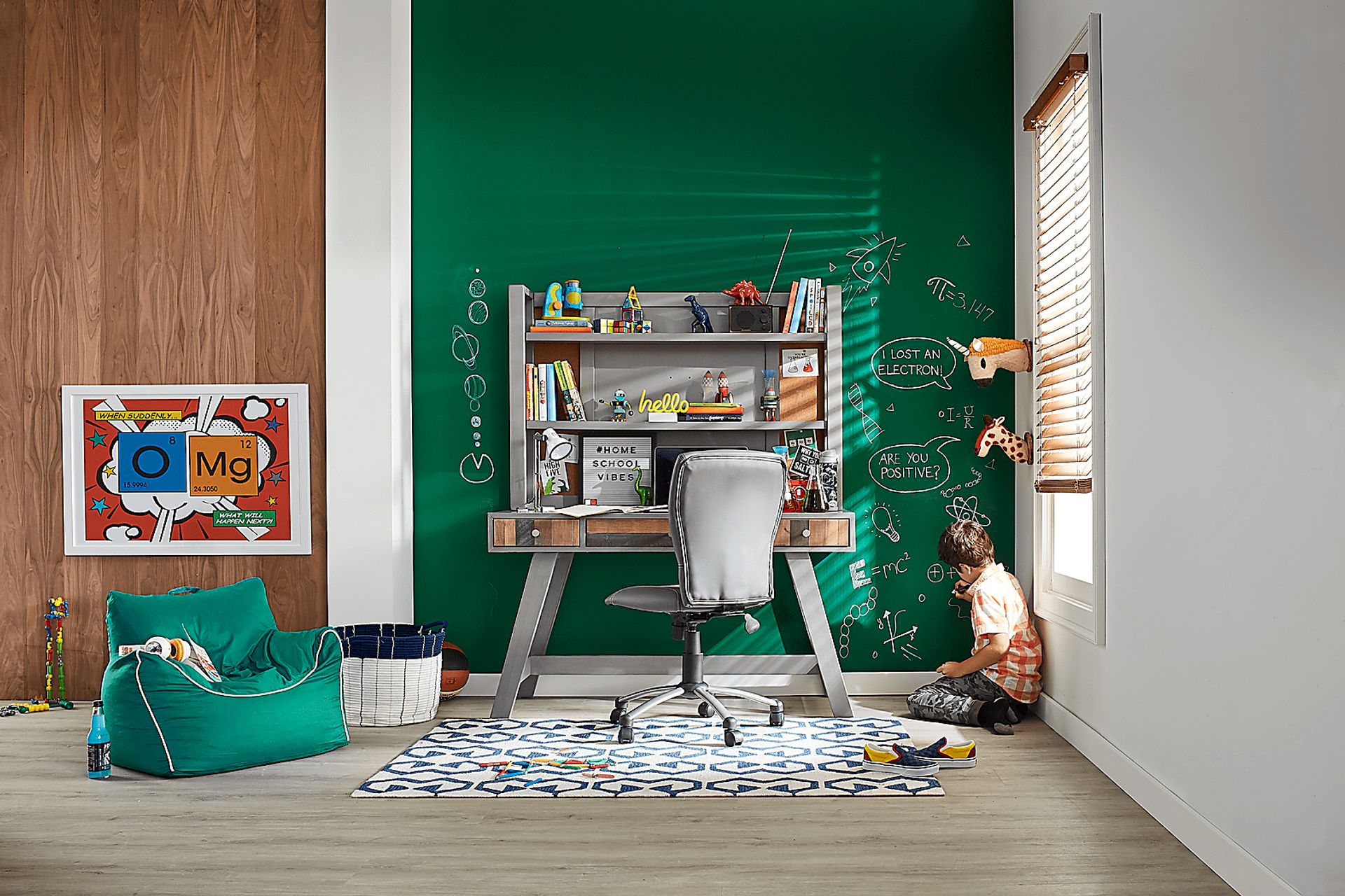 Kids Moss Creek Jr. Gray Desk & Hutch - Image 6