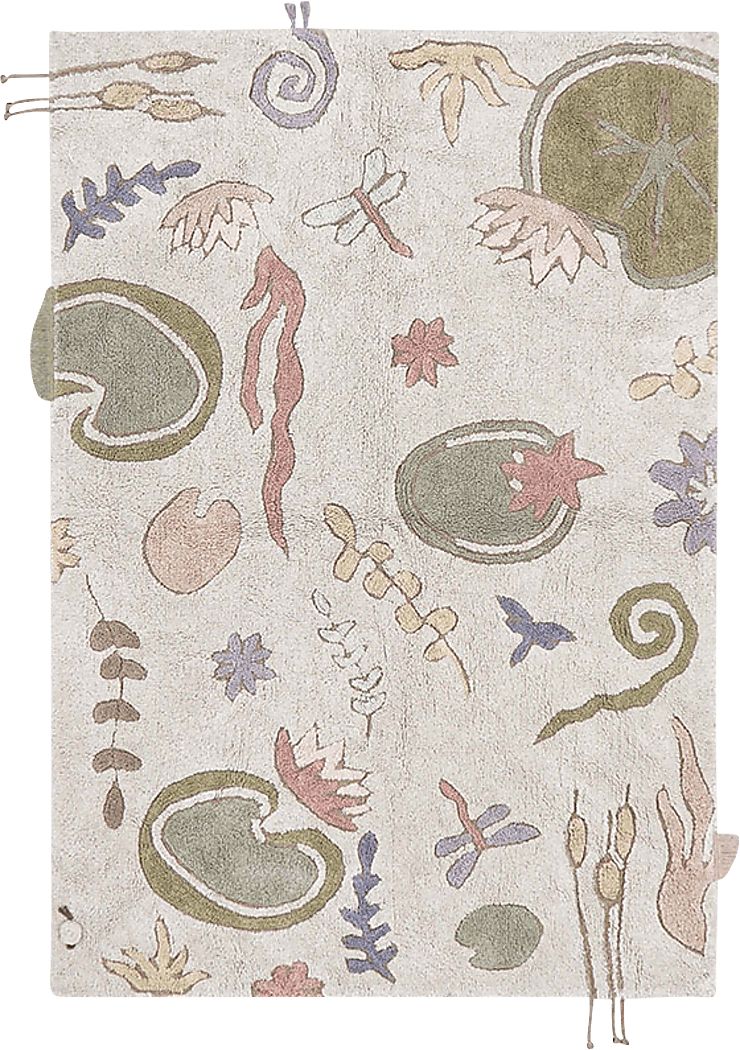 Kids Multi 4'7 x 6'7 Machine Washable Lily Pond Rug