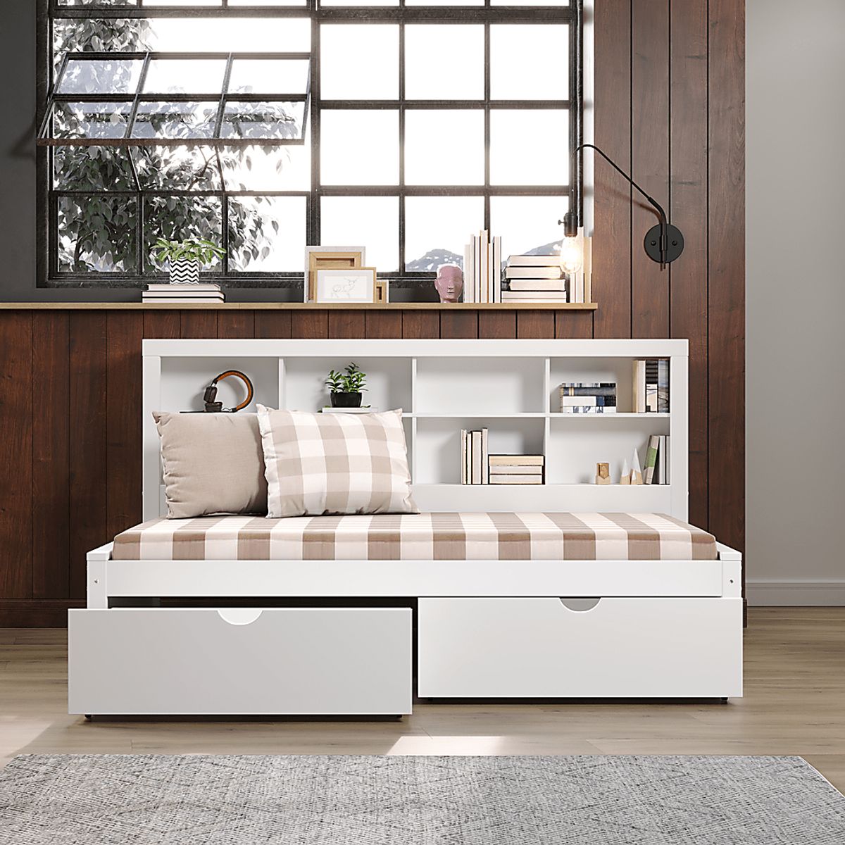 Murifield White Colors,White Twin Daybed With Storage Rooms to Go