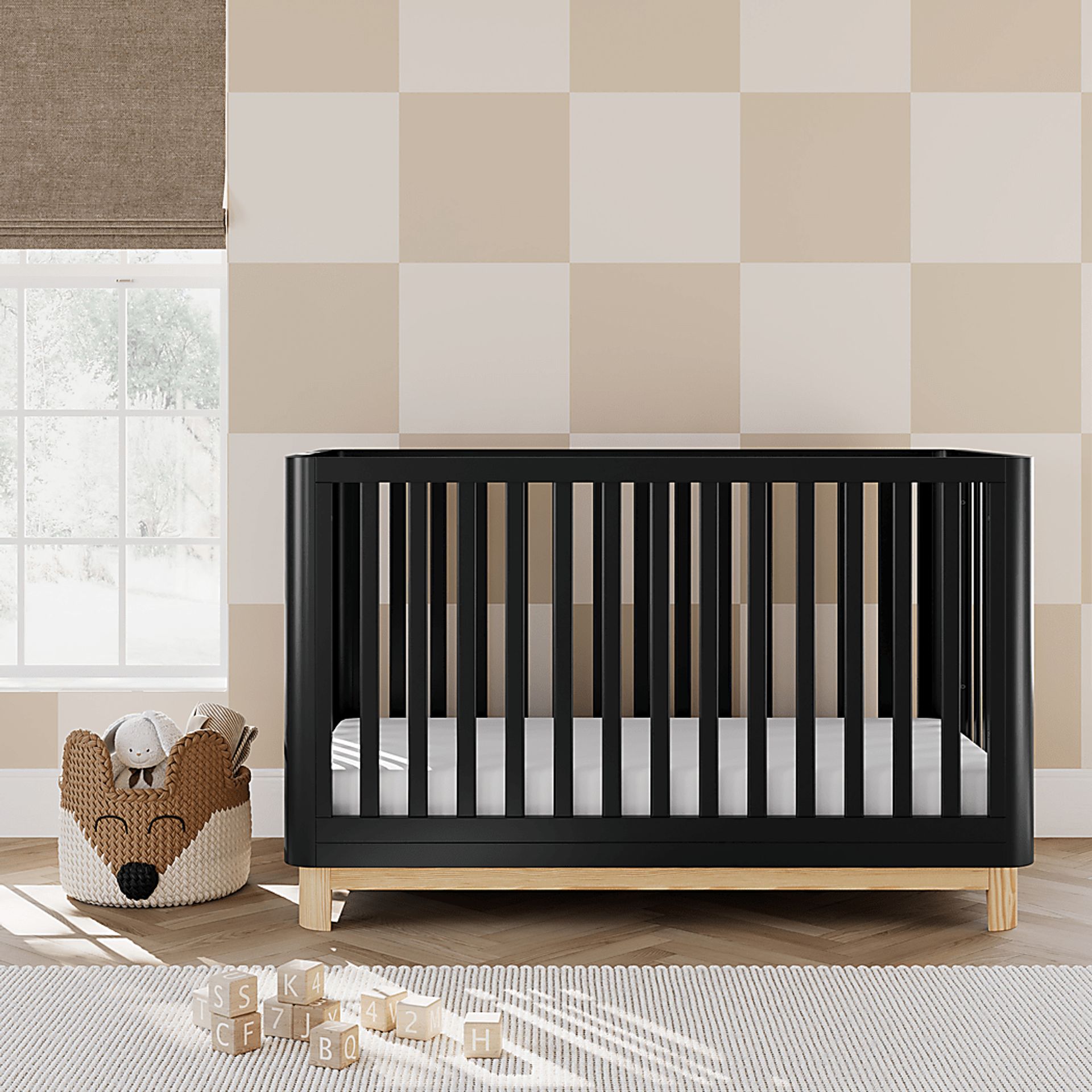 Kids Mytha Black/Natural Convertible Crib - Image 2