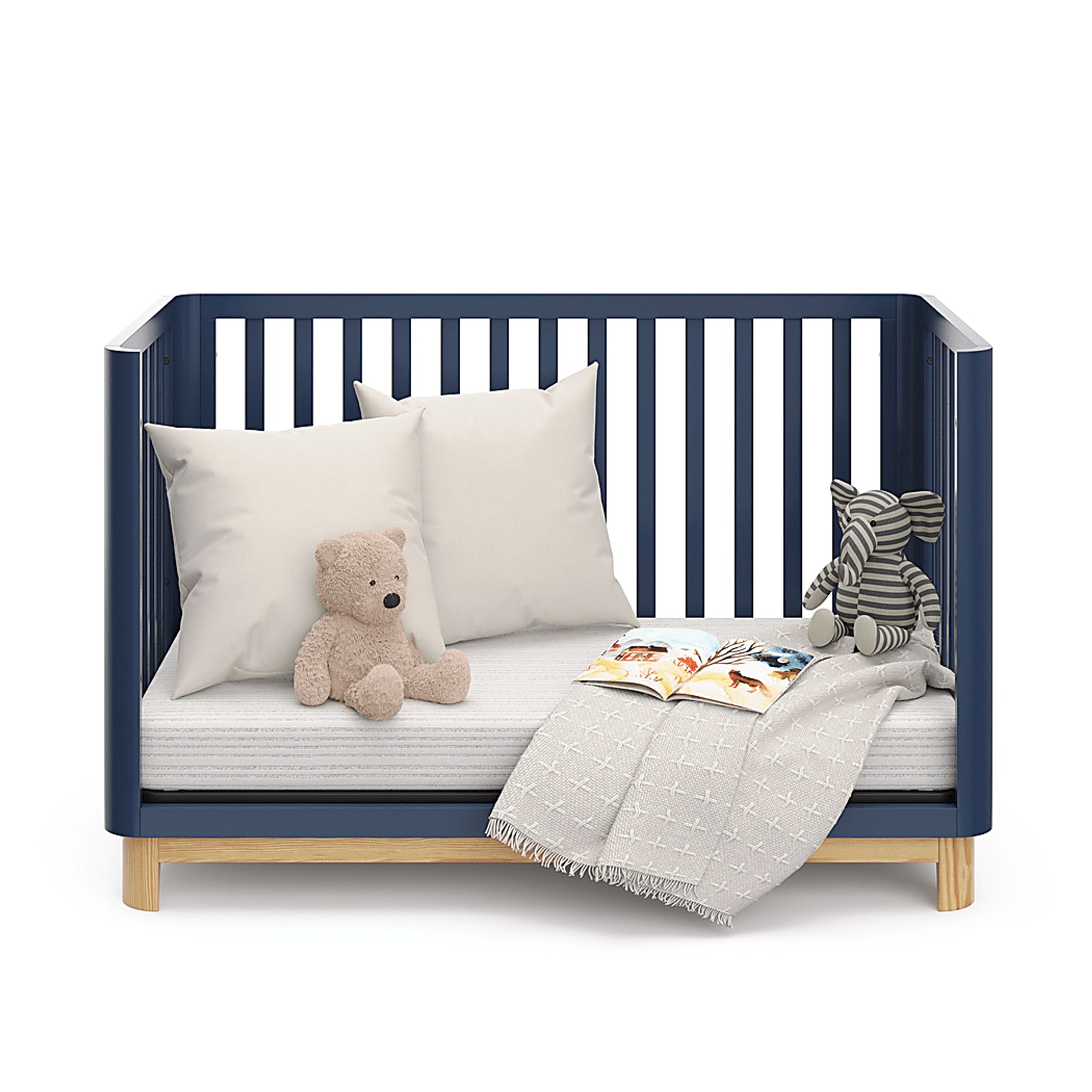 Kids Mytha Blue/Natural Convertible Crib - Image 2