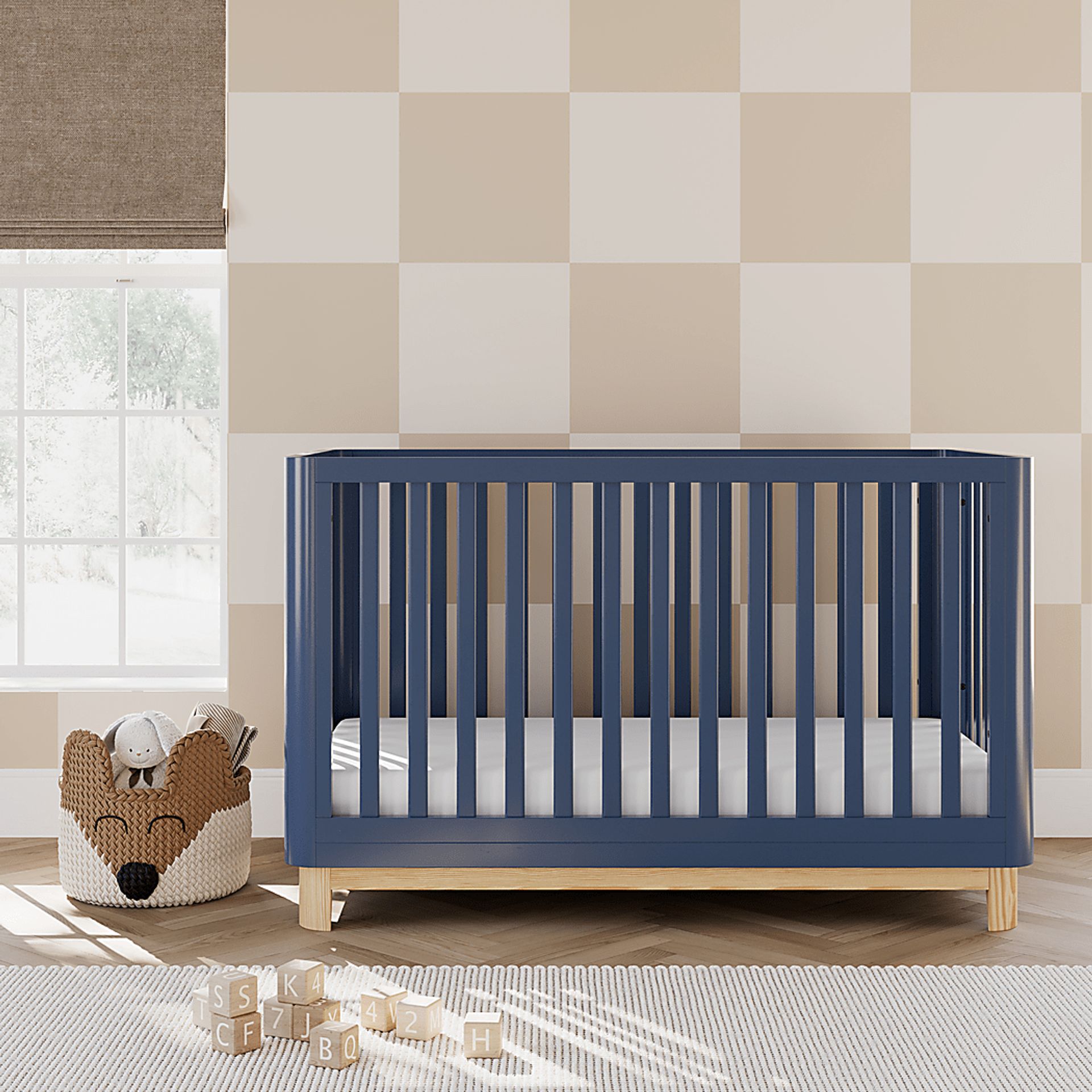Kids Mytha Blue/Natural Convertible Crib - Image 3