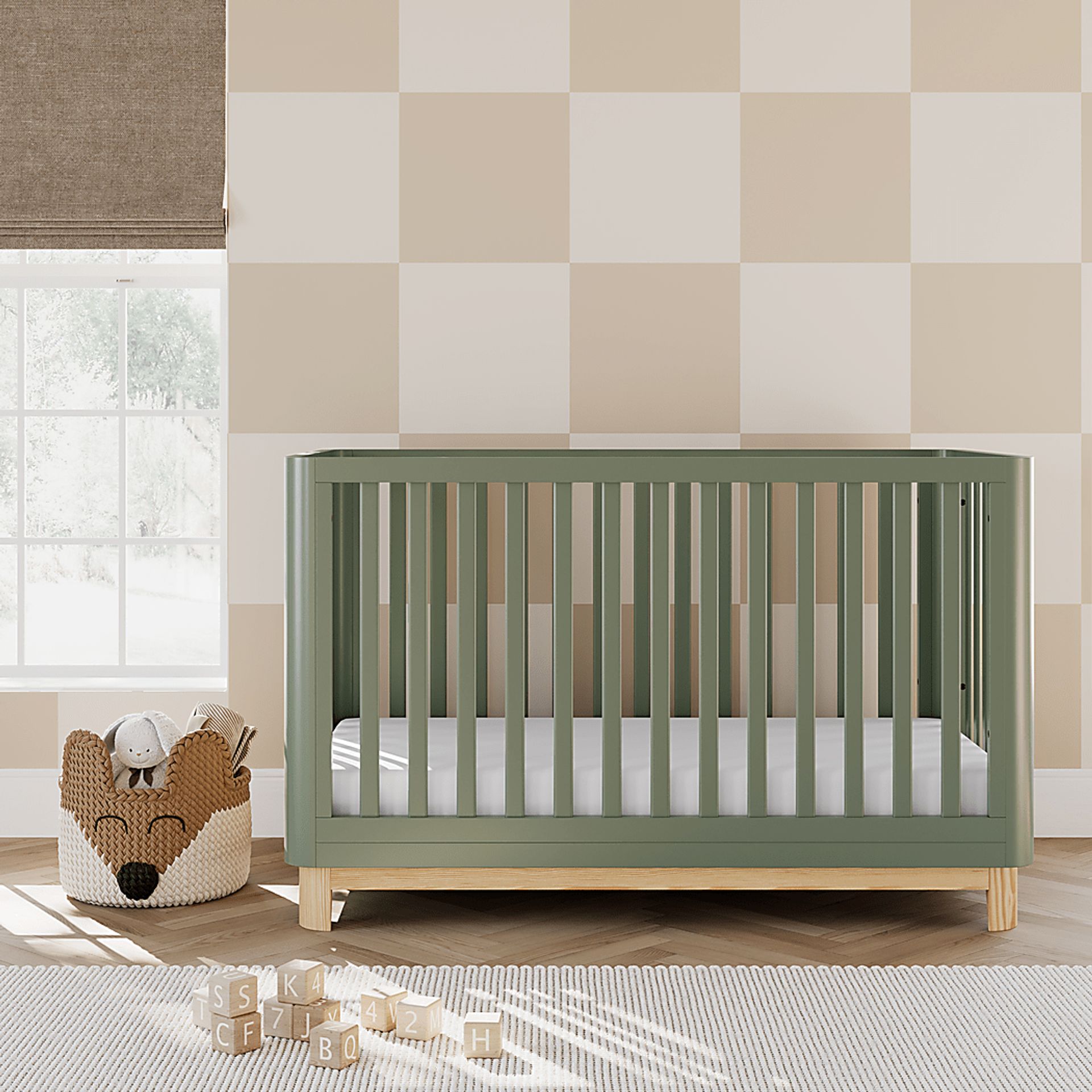Kids Mytha Olive/Natural Convertible Crib - Image 2