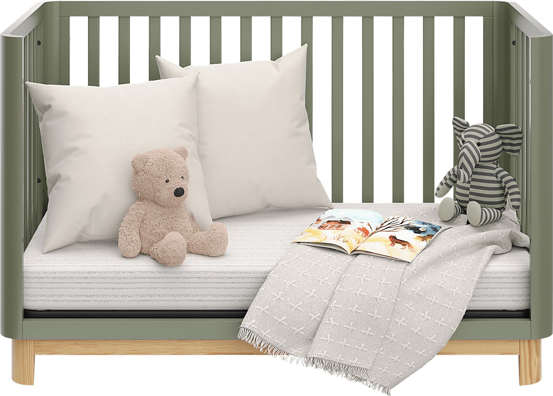 Kids Mytha Olive/Natural Convertible Crib - Image 6