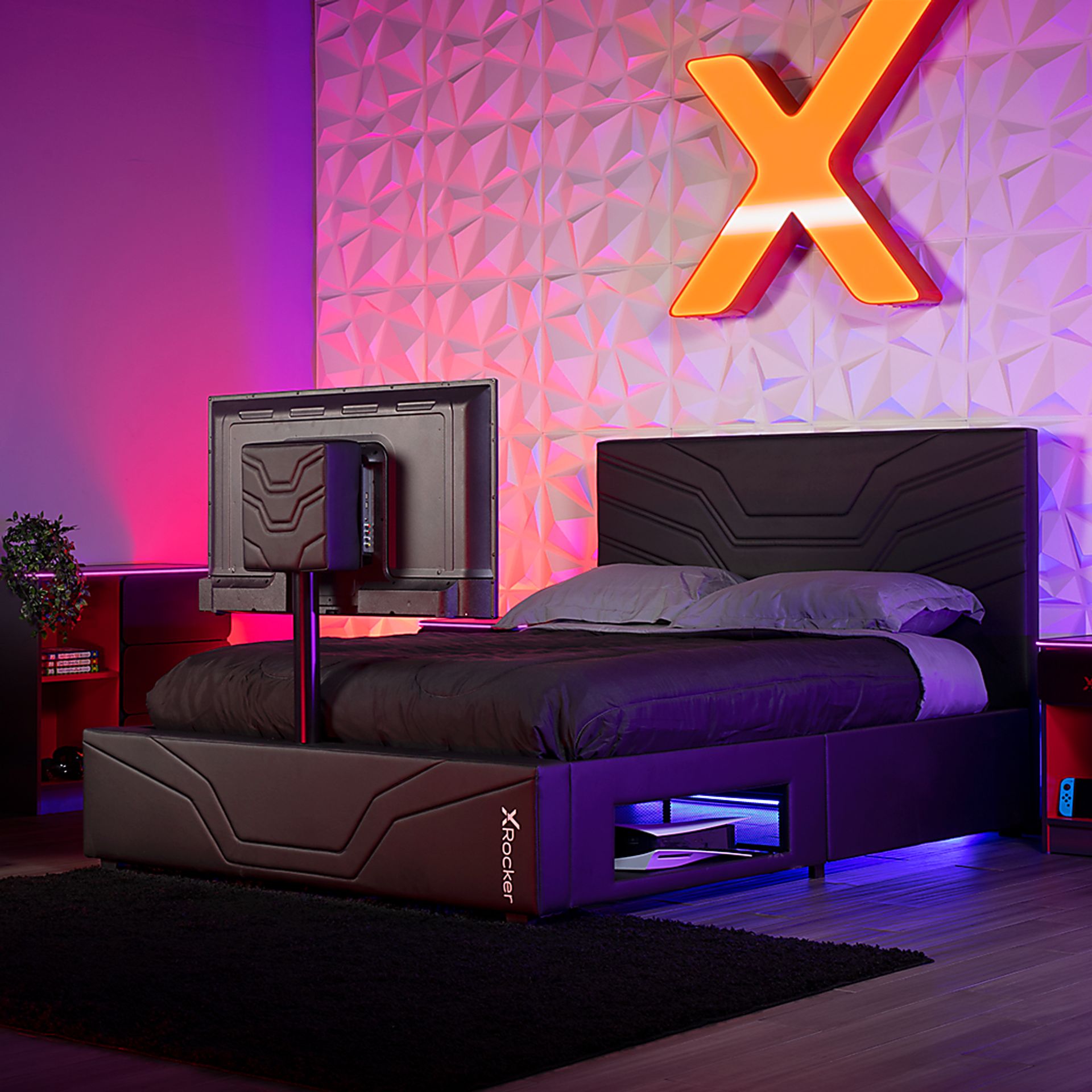 Kids Nanswell Black Full Gaming Bed with TV Mount - Image 2