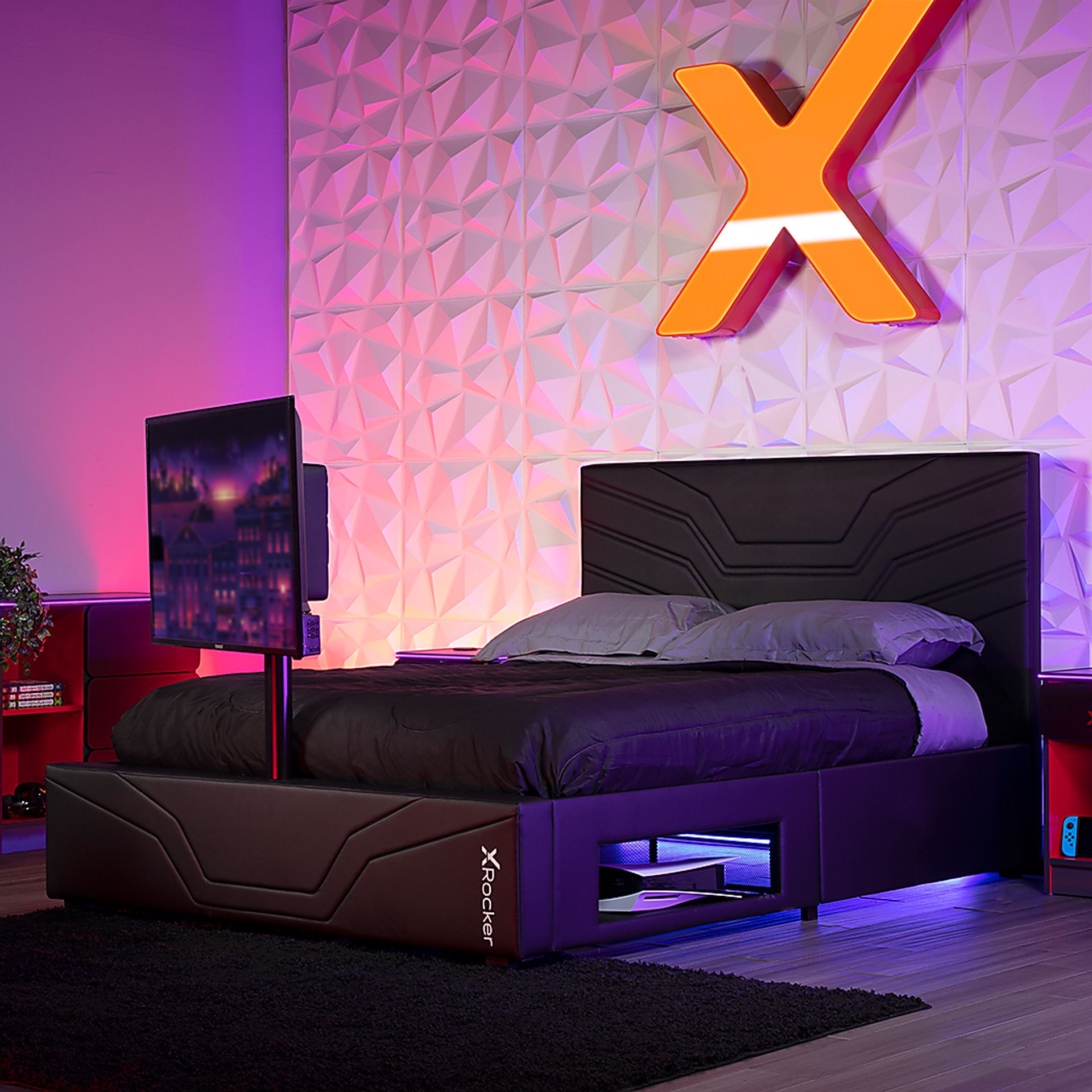 Kids Nanswell Black Full Gaming Bed with TV Mount - Image 4