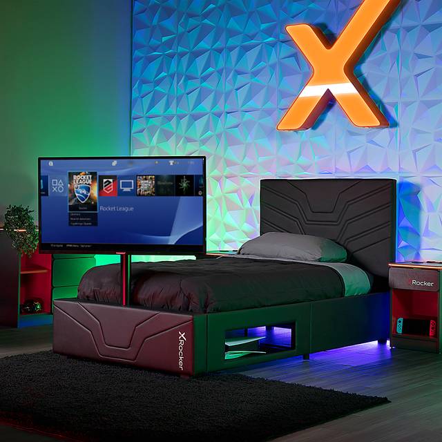 Kids Nanswell Black Twin Gaming Bed with TV Mount - Thumbnail - Image 2