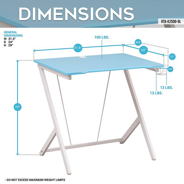 Narohi Blue Gaming Desk - Thumbnail - Image 4
