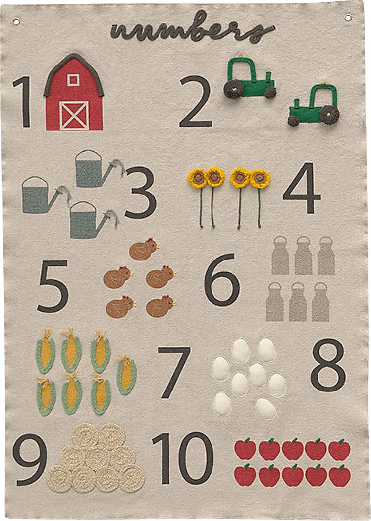 Kids Natural Farm Numbers Wall Decor