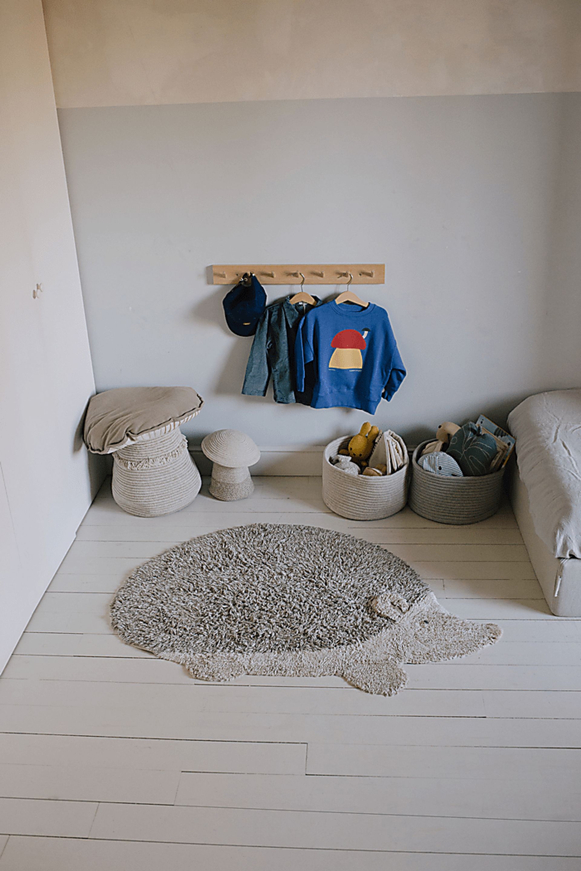 Kids Natural 3' x 4'3 Hedgehog Machine Washable Rug - Image 2