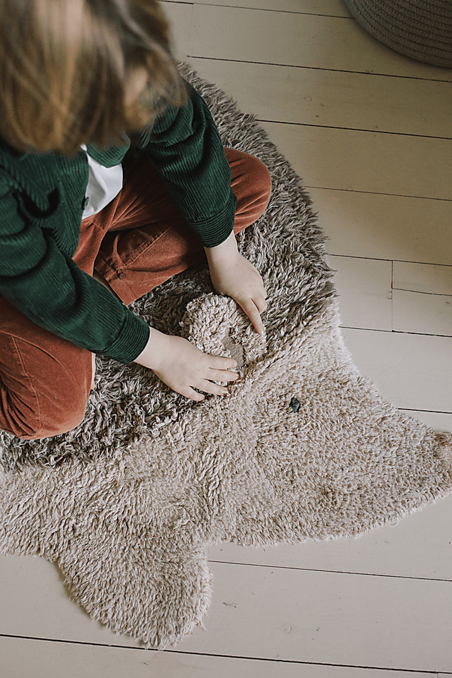 Kids Natural 3' x 4'3 Hedgehog Machine Washable Rug - Image 4