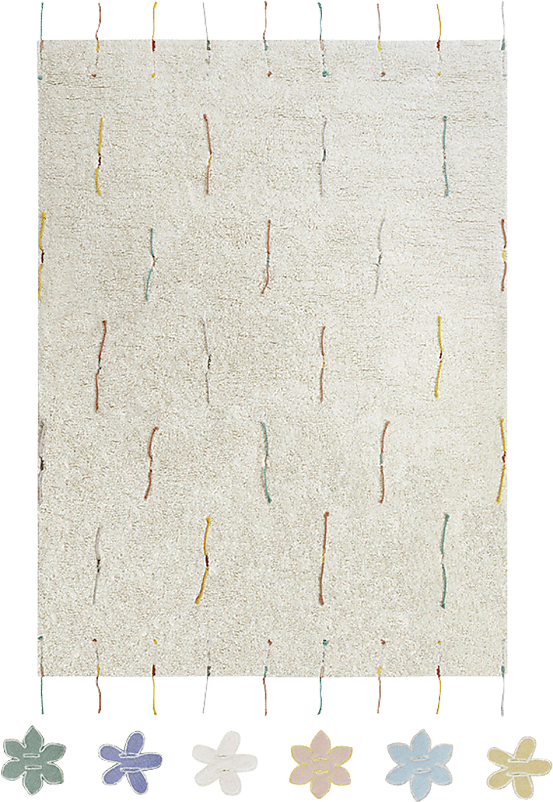 Kids Natural 4' x 5'3 Wildflowers Machine Washable Rug - Image 4