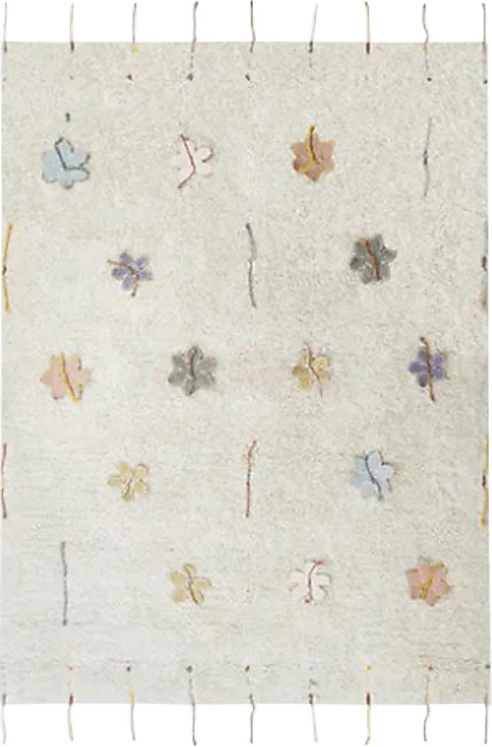 Kids Natural 4' x 5'3 Wildflowers Machine Washable Rug