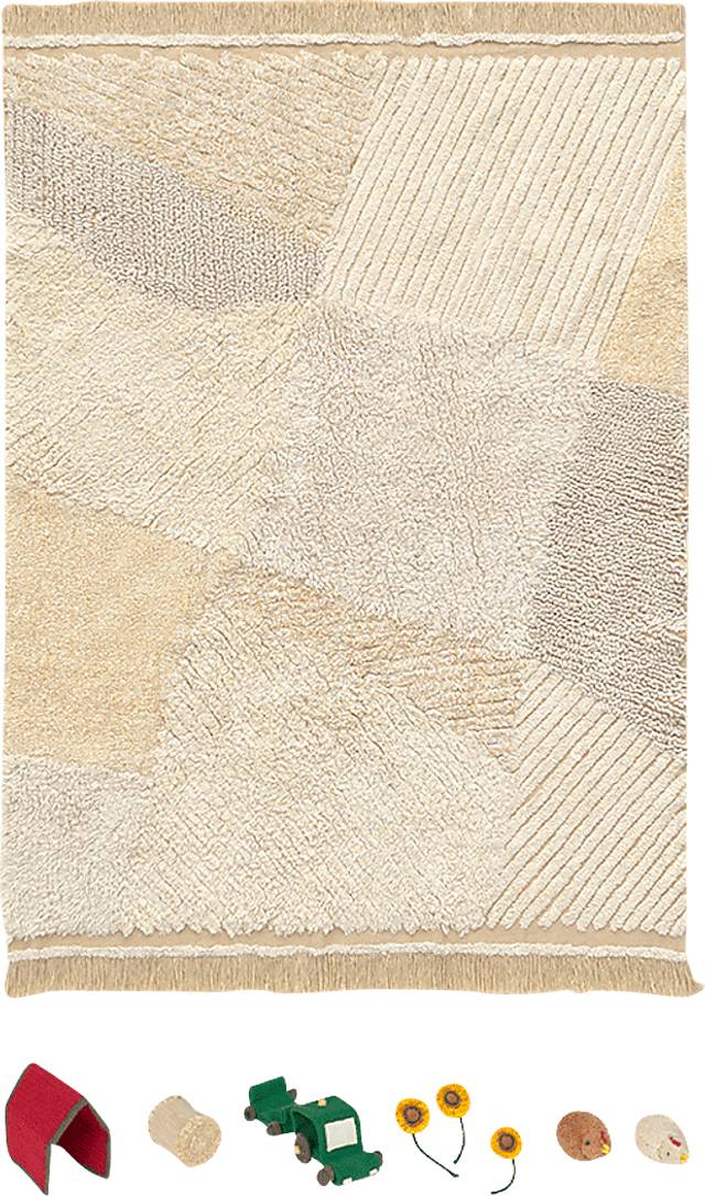 Kids Natural 4' x 5'7 Farm Fields Rug - Thumbnail - Image 1