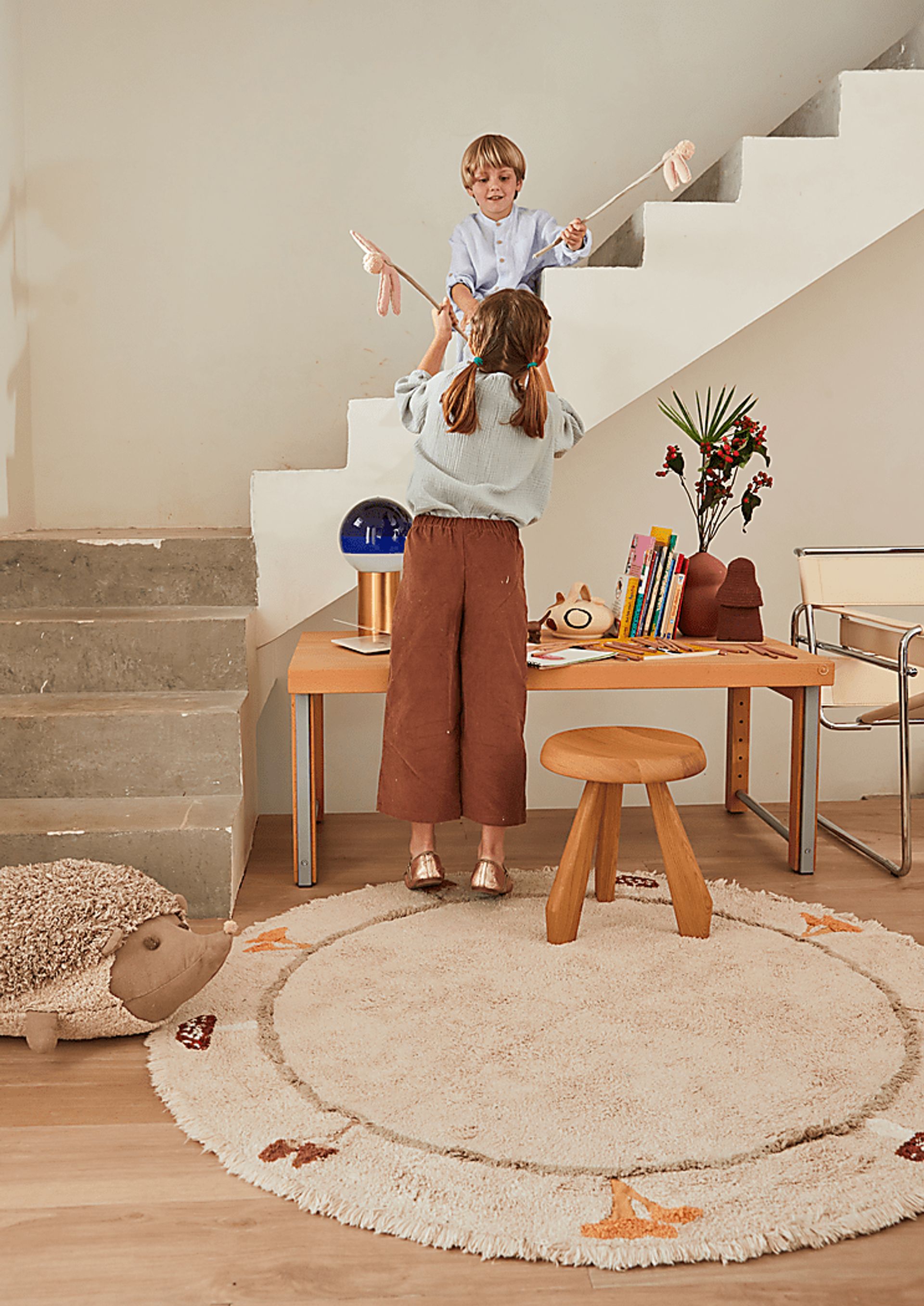 Kids Natural 4'7 Chanterelle Machine Washable Round Rug - Image 3