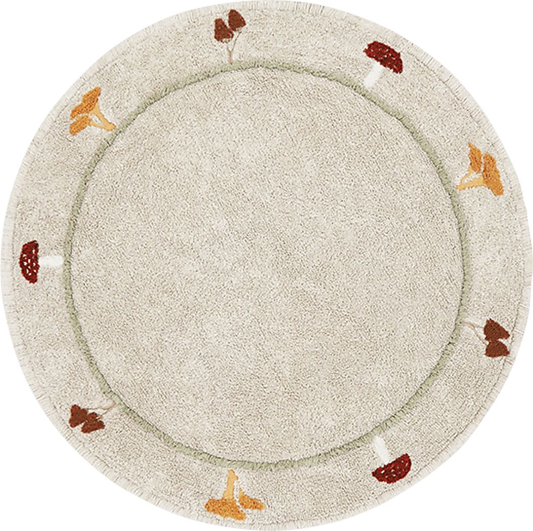 Kids Chanterelle Natural 4'7 Machine Washable Round Rug