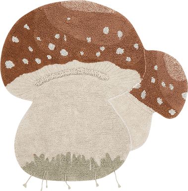 Kids Natural Boletus 4' Machine Washable Rug