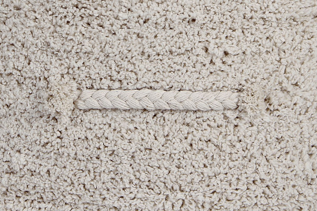 Chillette Natural Beige,White Cotton Fabric Pouf | Rooms to Go