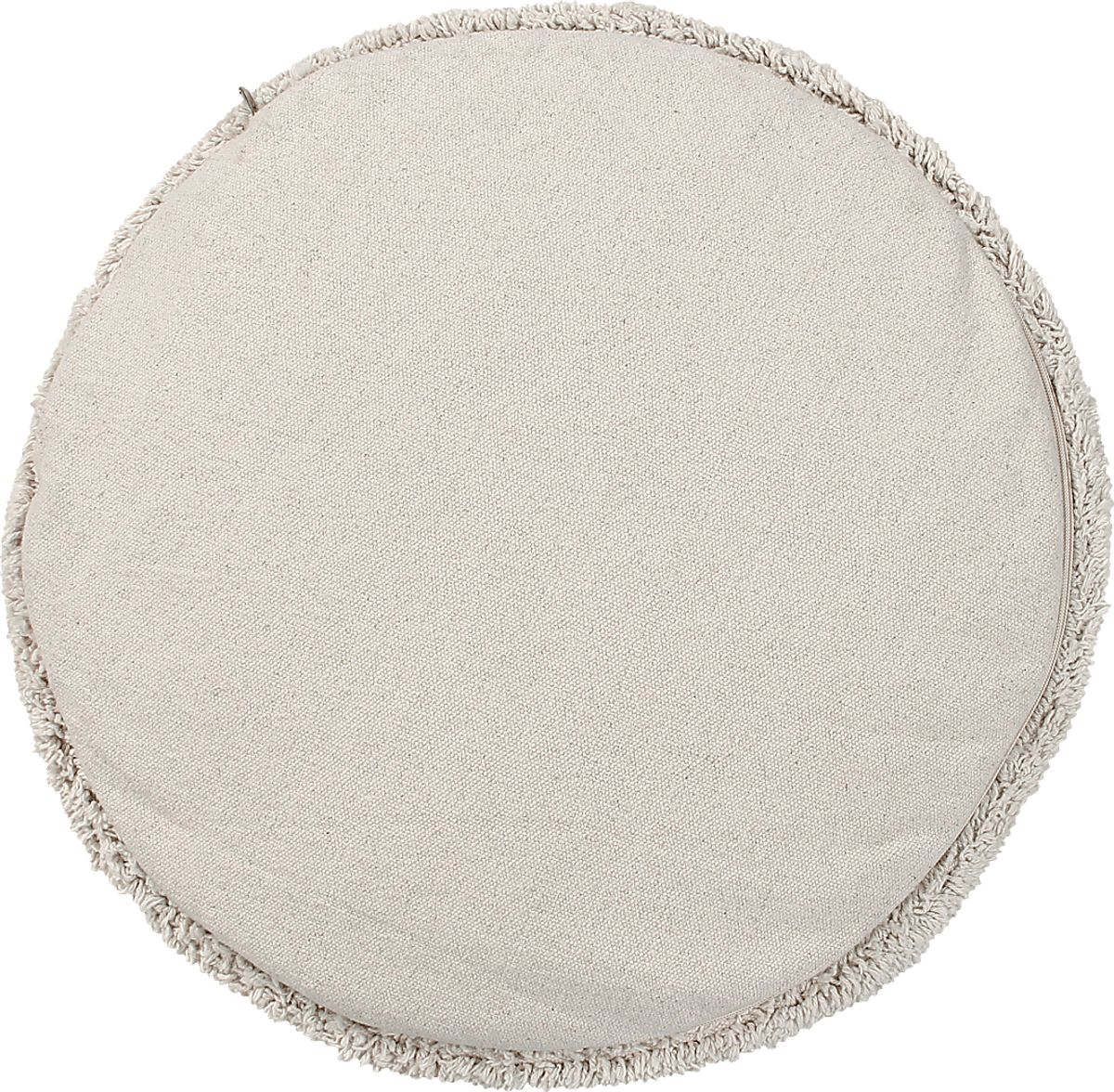 Chillette Natural Beige,White Cotton Fabric Pouf | Rooms to Go
