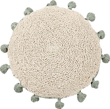 Kids Circle Tassels Natural/Green Pillow