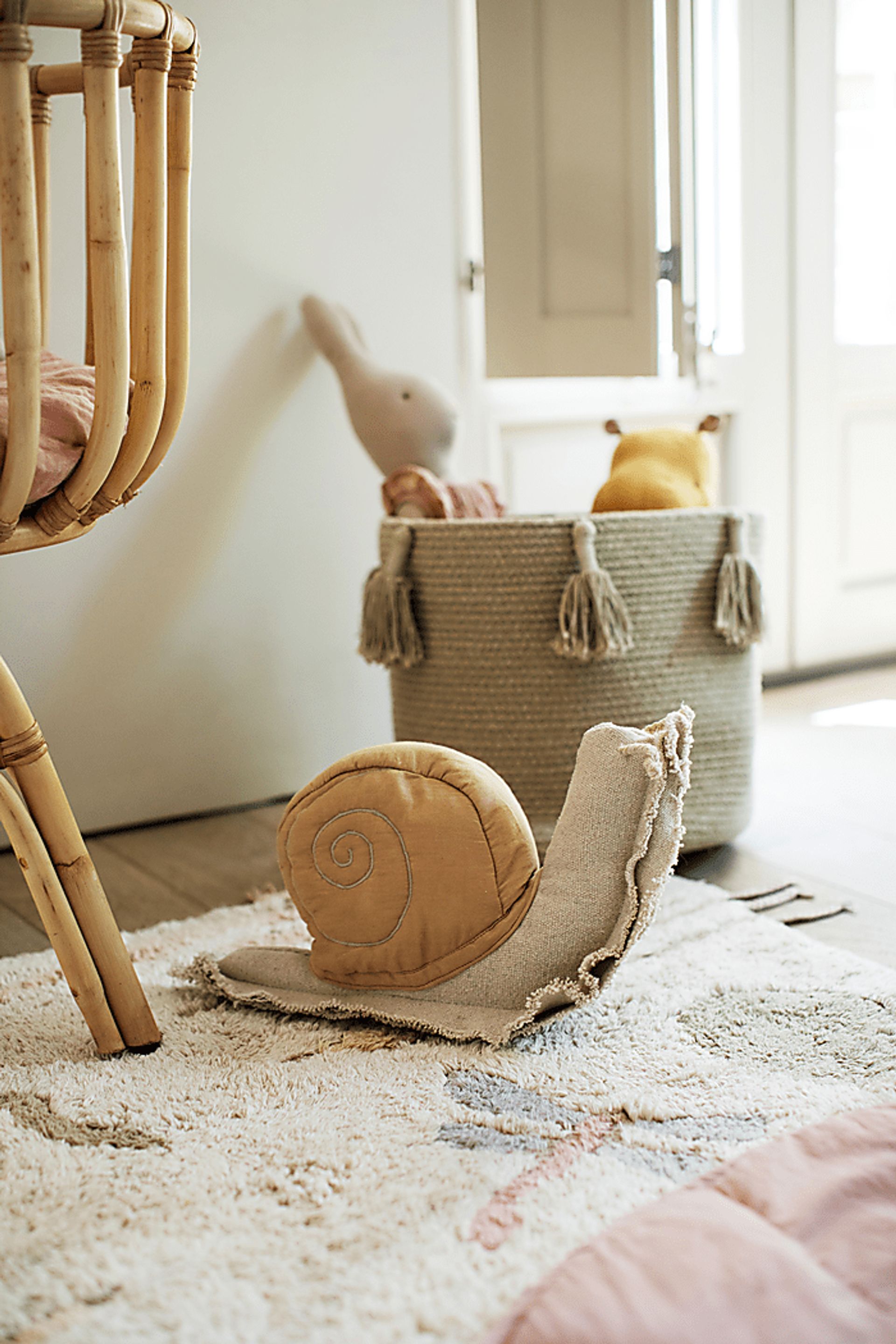 Kids Natural Lazy Snail Floor Pillow - Image 2