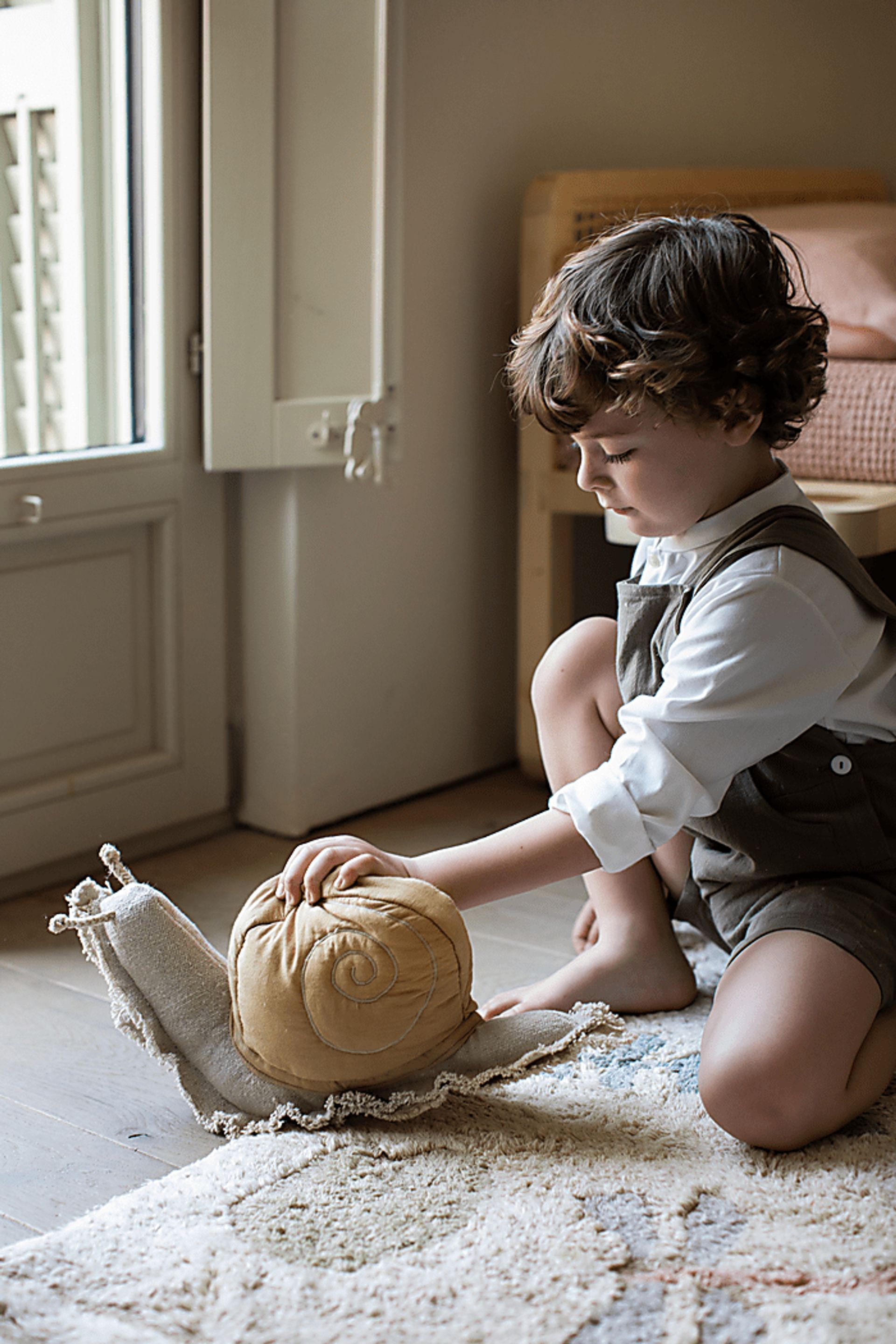 Kids Natural Lazy Snail Floor Pillow - Image 3