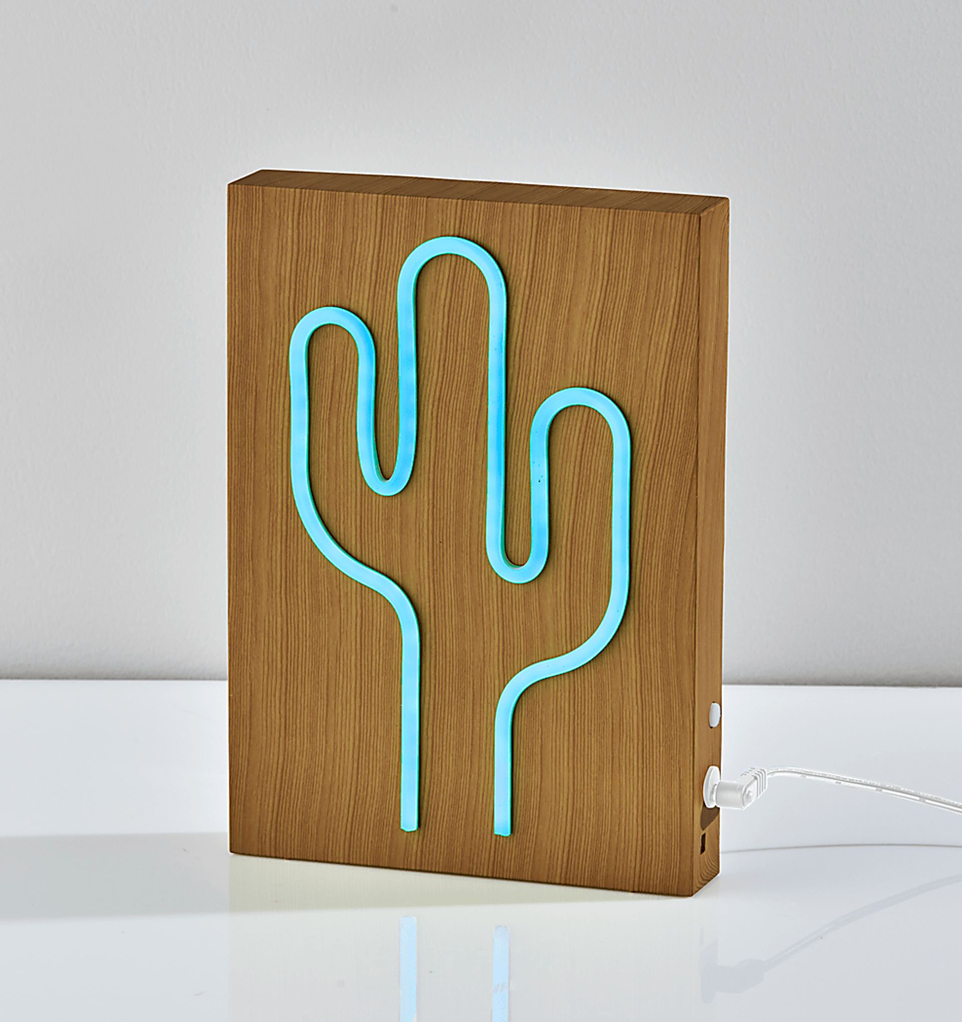 Kids Neon Cactus Natural Table Lamp - Image 3