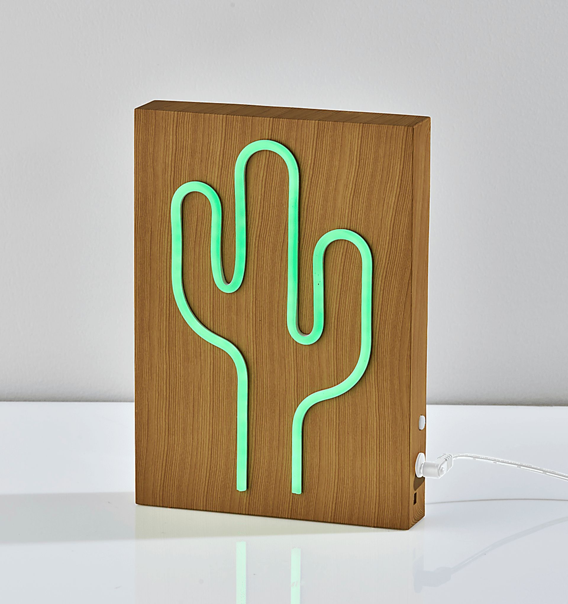 Kids Neon Cactus Natural Table Lamp - Image 4