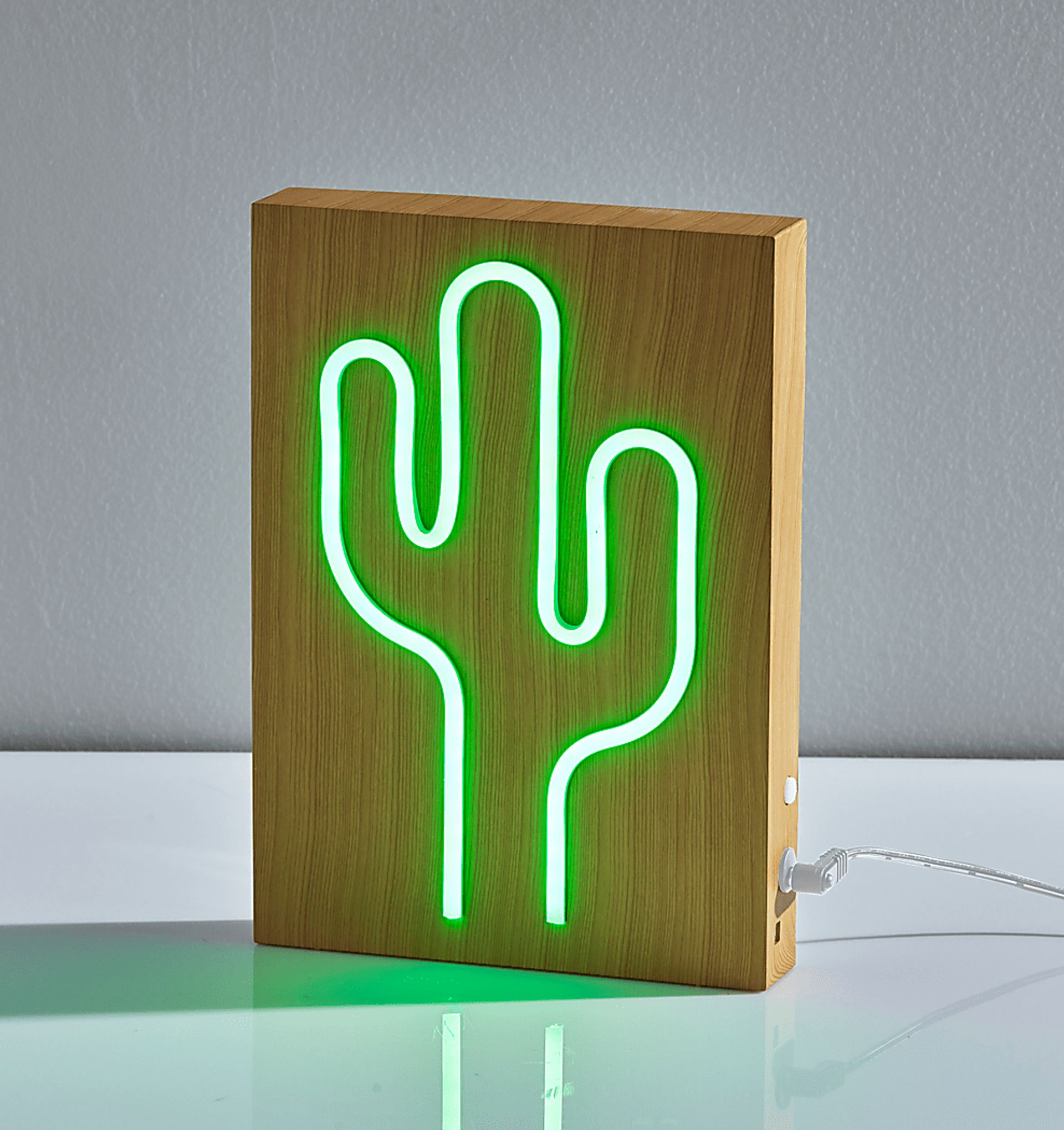 Kids Neon Cactus Natural Table Lamp - Image 7