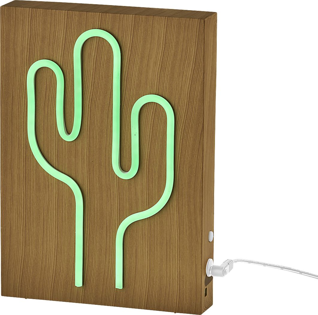 Kids Neon Cactus Natural Table Lamp