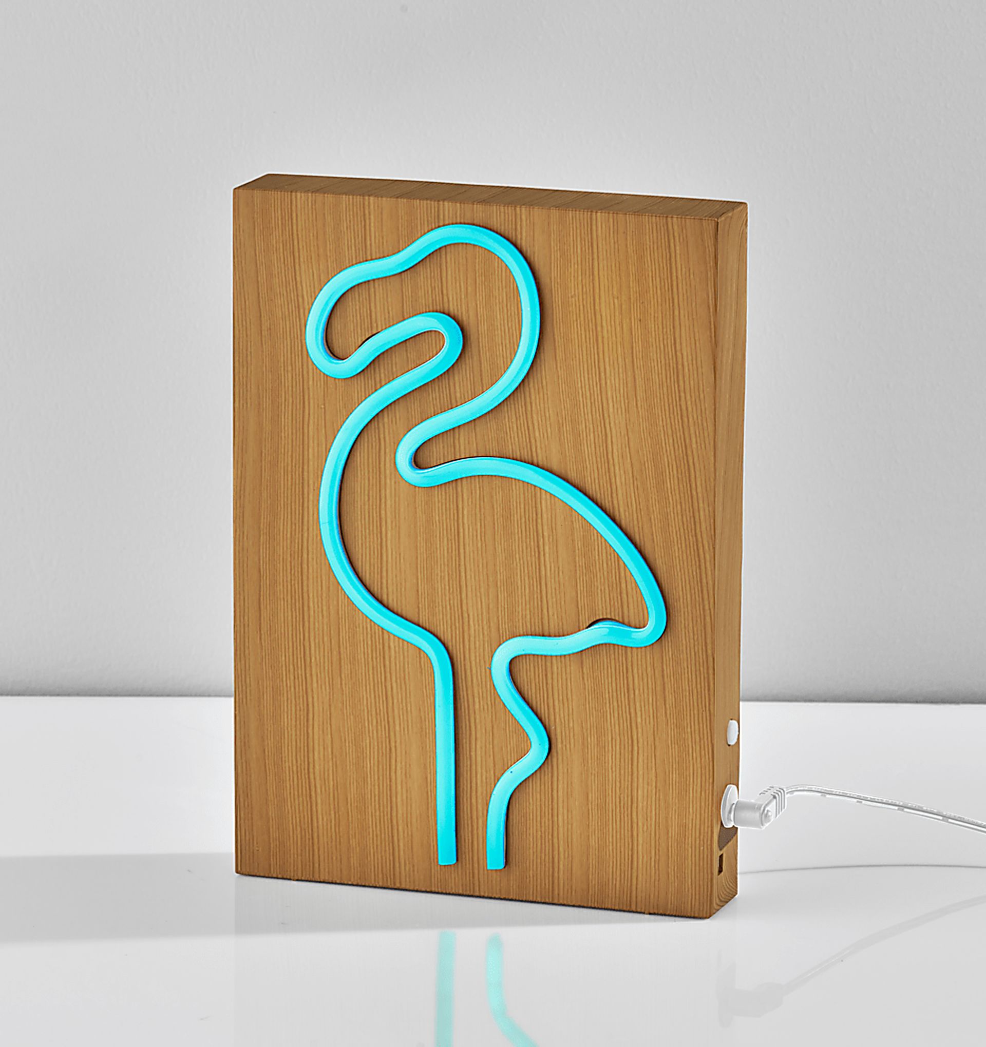 Kids Neon Flamingo Natural Table Lamp - Image 3