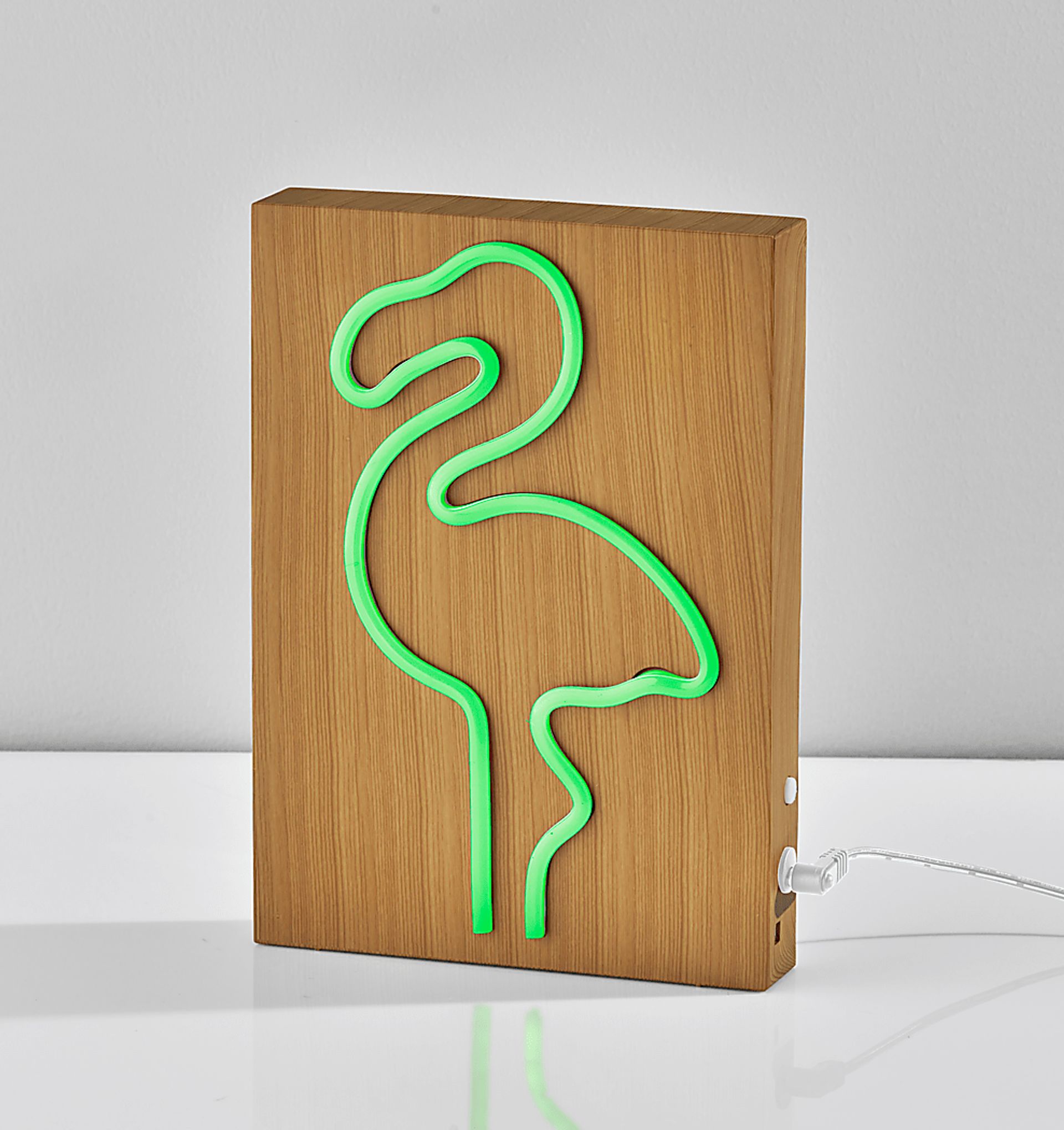 Kids Neon Flamingo Natural Table Lamp - Image 4