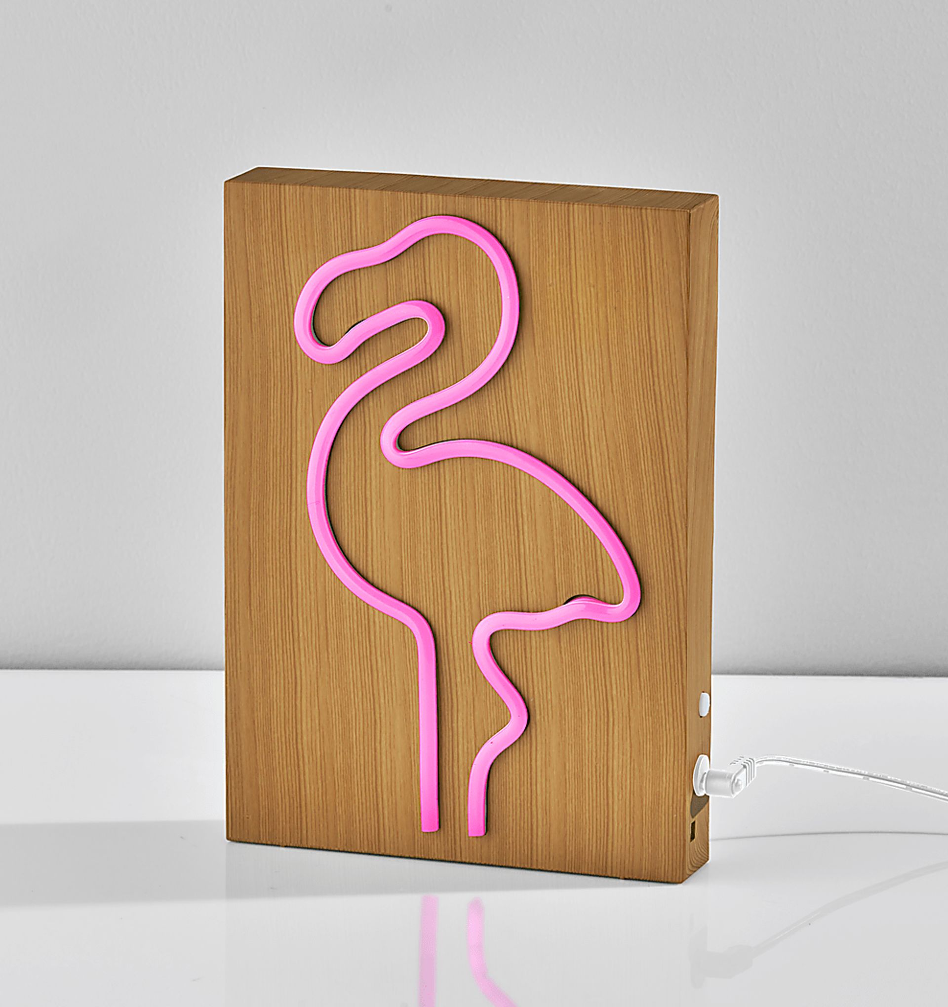 Kids Neon Flamingo Natural Table Lamp - Image 6