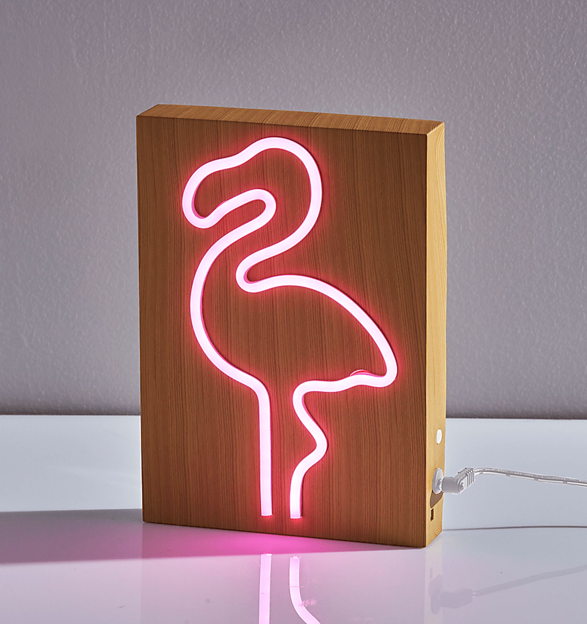 Kids Neon Flamingo Natural Table Lamp - Image 7