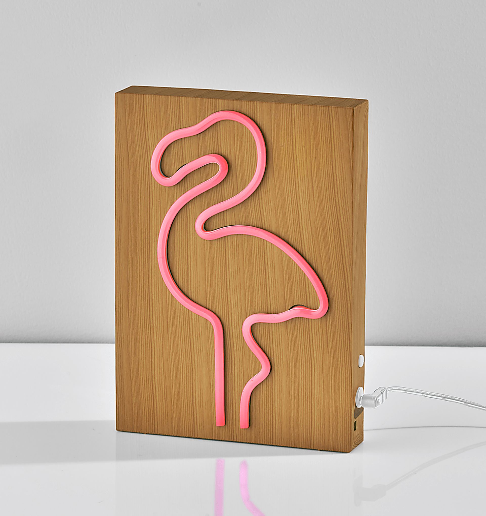 Kids Neon Flamingo Natural Table Lamp - Image 8