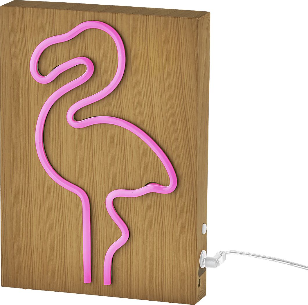 Kids Neon Flamingo Natural Table Lamp