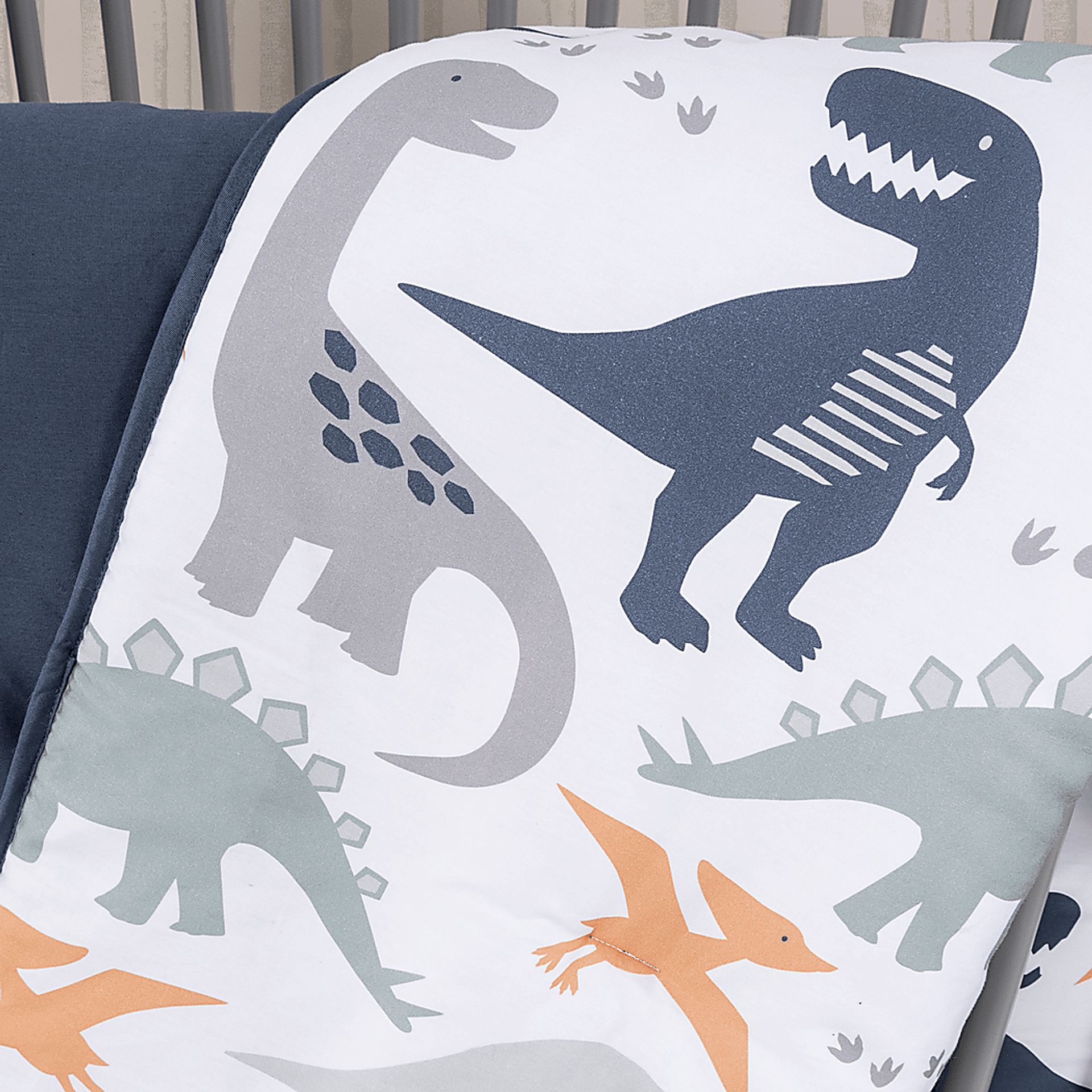 Kids Night Night Dino White Baby Bedding Set - Image 12
