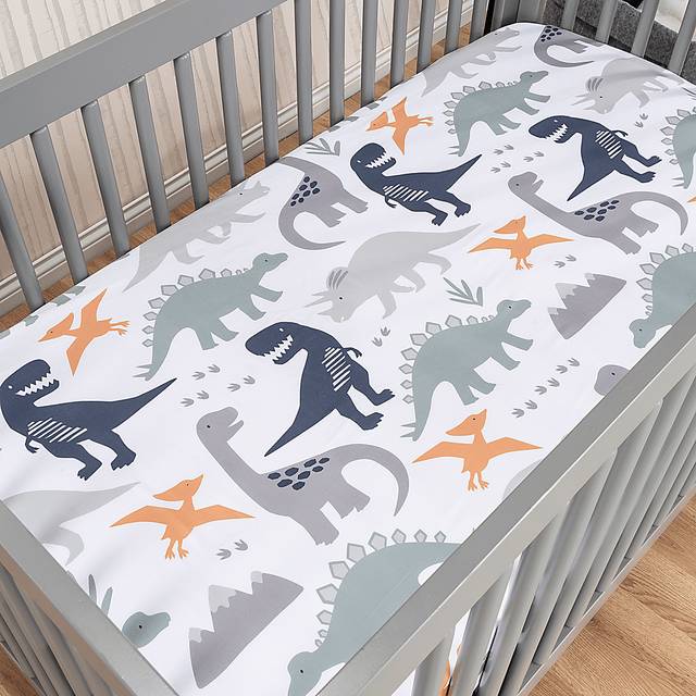 Kids Night Night Dino White Baby Bedding Set - Thumbnail - Image 10
