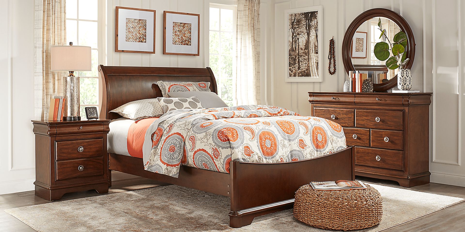 Kids Oberon Cherry 5 Pc Twin Sleigh Bedroom - Image 2