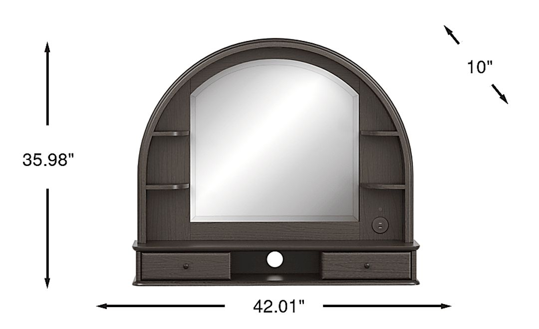Kids Oberon Chocolate Arched Mirror with Hutch