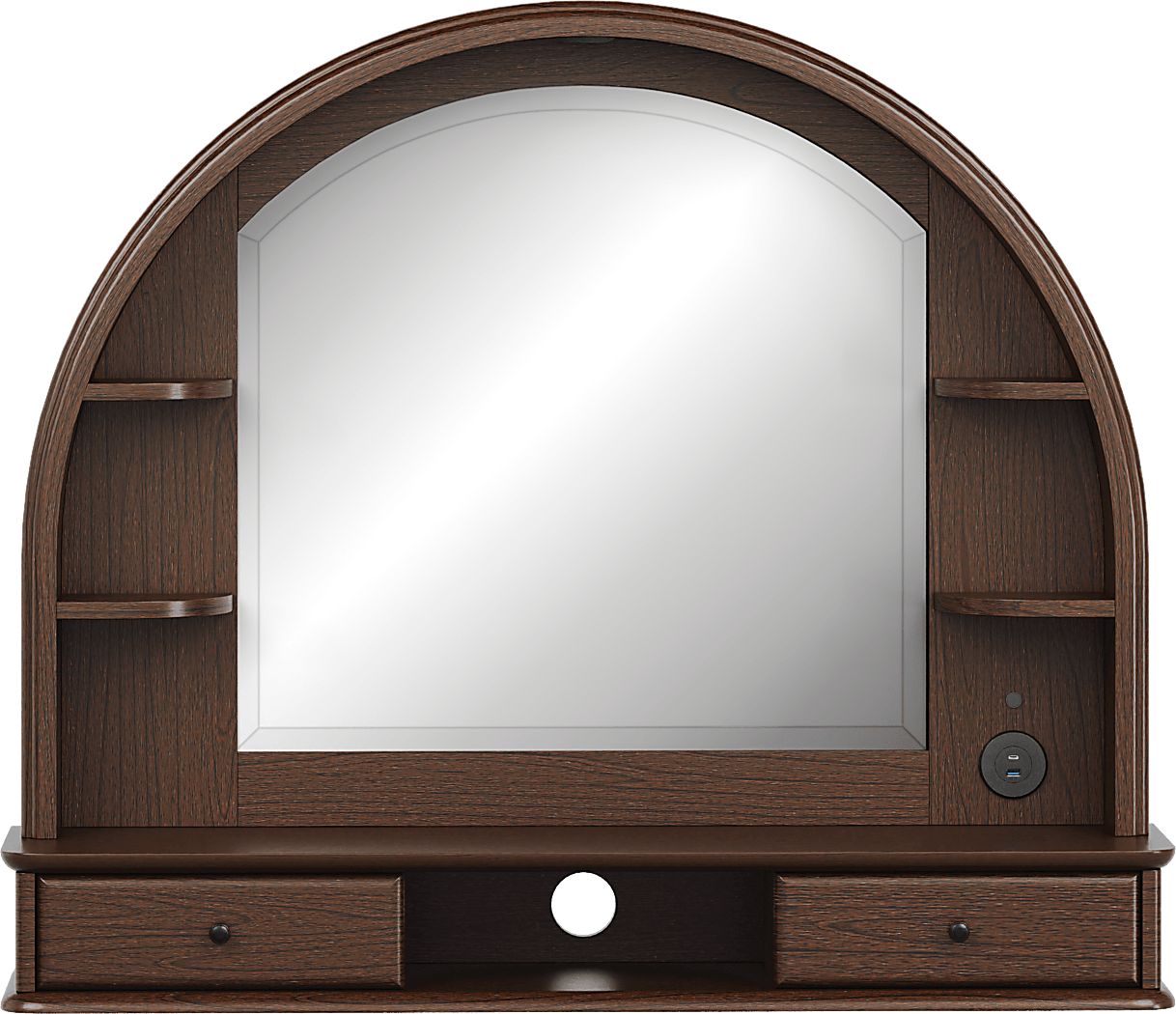 Kids Oberon Chocolate Arched Mirror with Hutch
