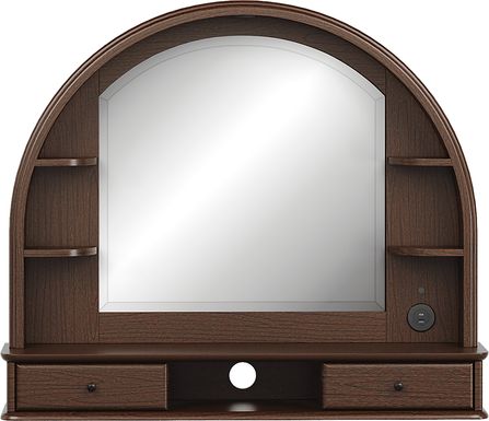 Kids Oberon Chocolate Arched Mirror with Hutch