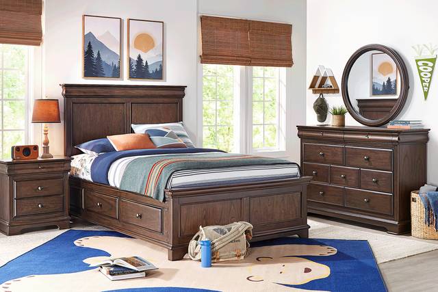 Kids Chocolate Full Panel Bed with Storage Side Rails - Thumbnail - Image 2