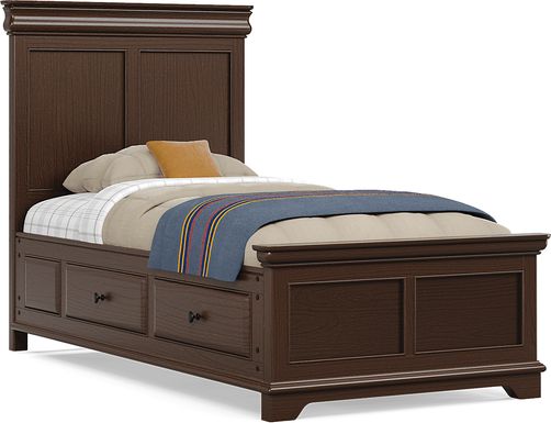 Kids Oberon Chocolate Twin Panel Bed with Storage Side Rails
