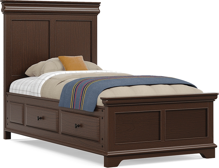 twin bed with 2 storage rails